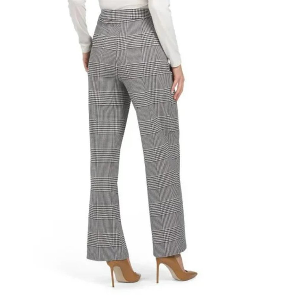 CYNTHIA ROWLEY Houndstooth High Rise Straight Leg Trouser Pants 8, 12 - Picture 2 of 16